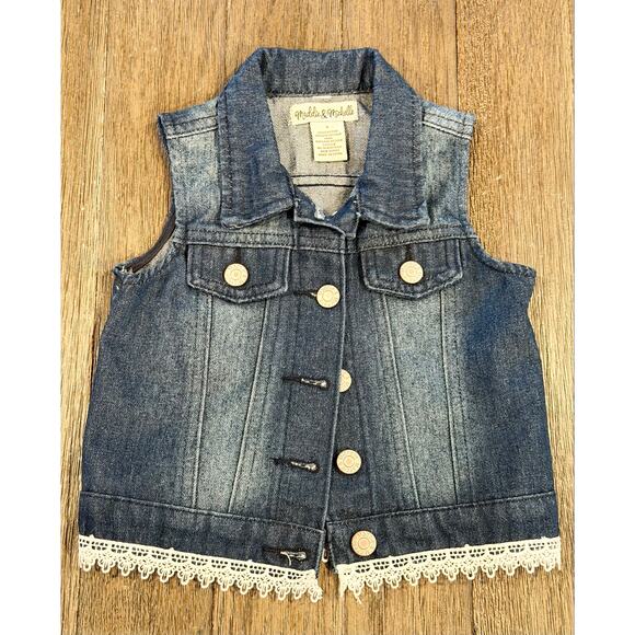 Melissa & Michelle Other - Maddie & Michelle Toddler Girls Lace Trim Denim Vest